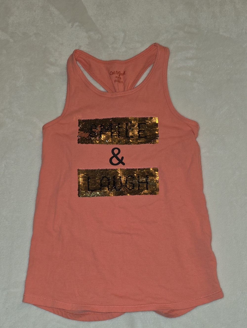 Cat & Jack Coral Tank Top with Gold Sequins - Smile & Laugh